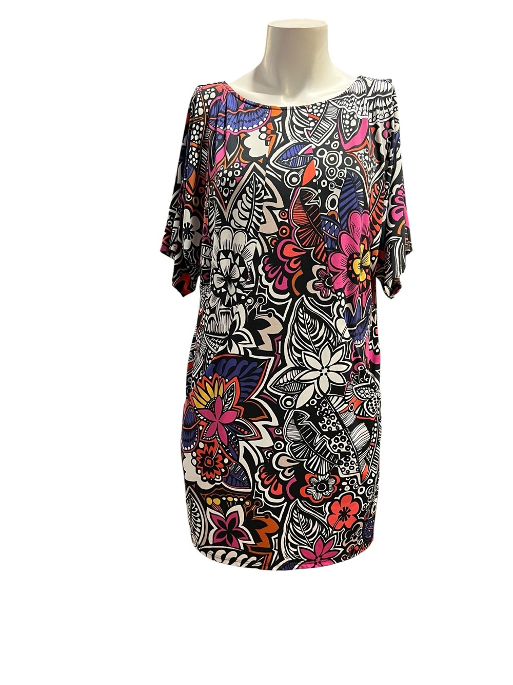 Trina Turk Black Multi Floral Shift Tunic